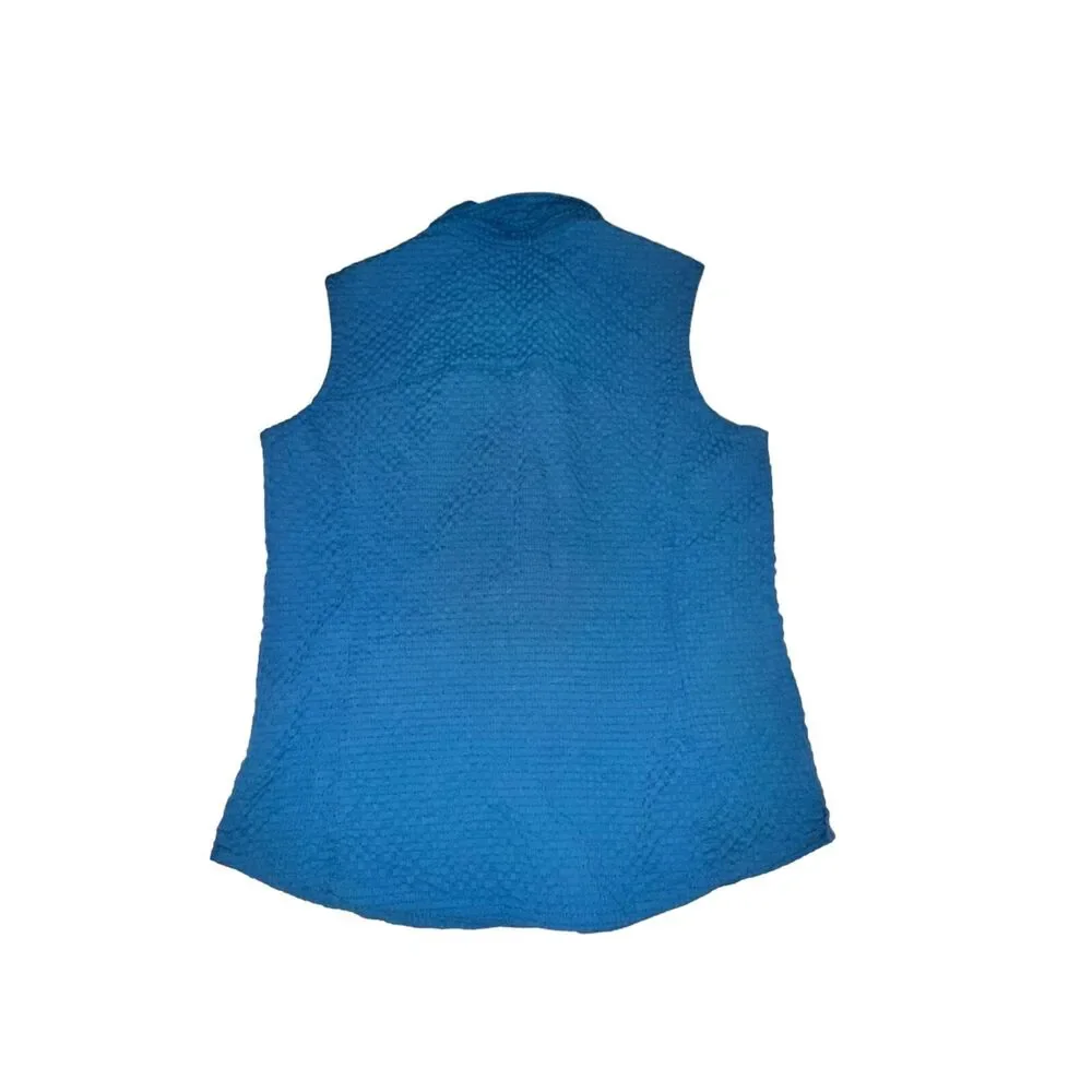 Nike ACG Tank Top Women's M Blue Collared Button Front Back Vented Pockets